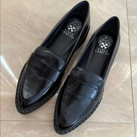Vince Camuto Black Leather Loafers - Picture 3 of 4